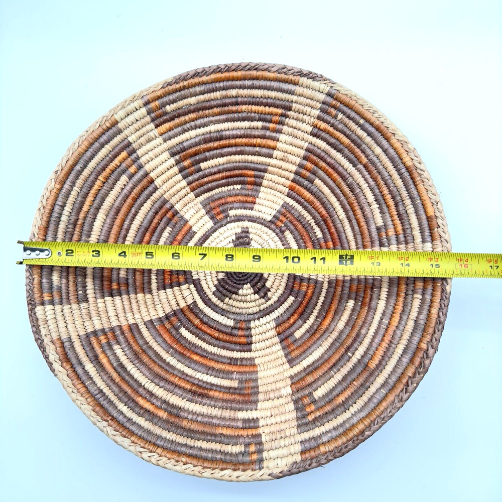 Hand Woven Coiled Basket 15.5" Southwestern Design Bowl Wall Decor Boho Tribal - Picture 7 of 8